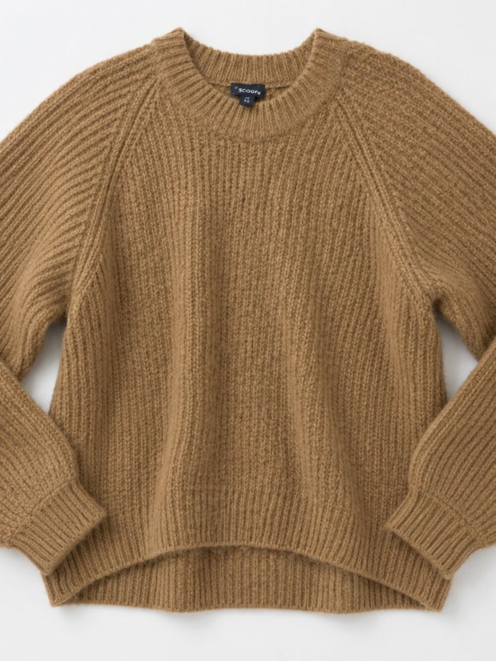 Scoop Womens Size XS (0-2) Chunky Knit Sweater Cozy Camel Pullover